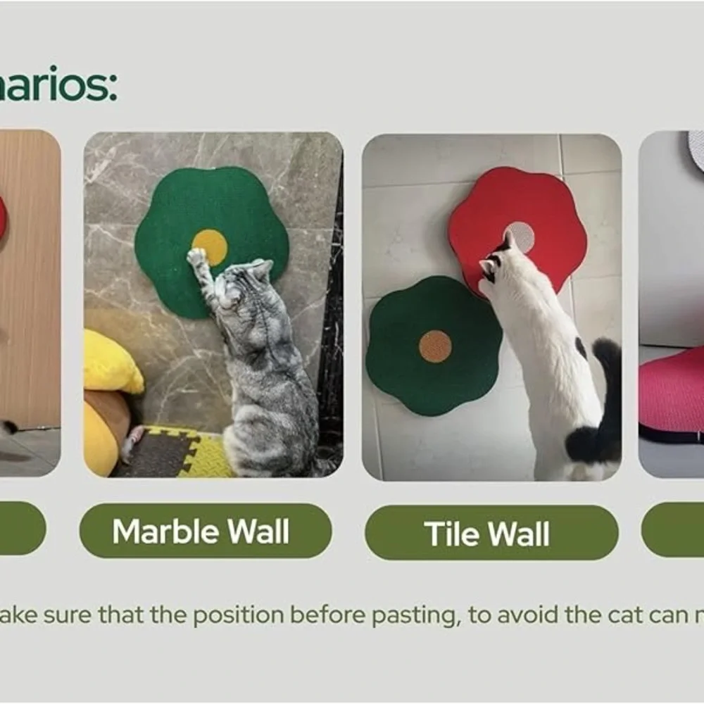 Set of 2 Floral Cat Scratcher Wall Pads - Red and Green